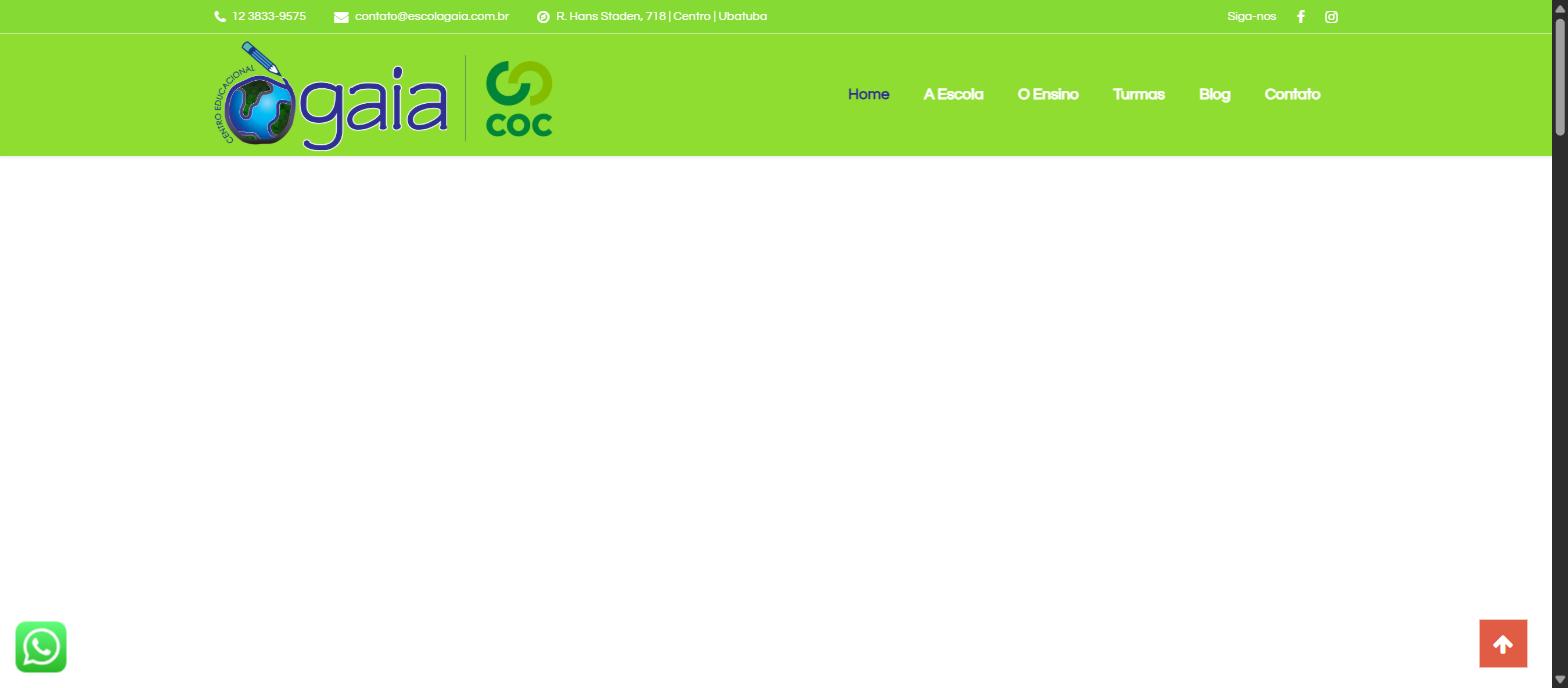 Captura da página inicial de escolagaia.com.br